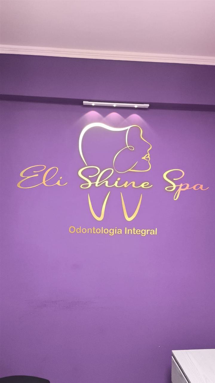 Muro con el logo de Eli Shine Spa, Odontología Integral